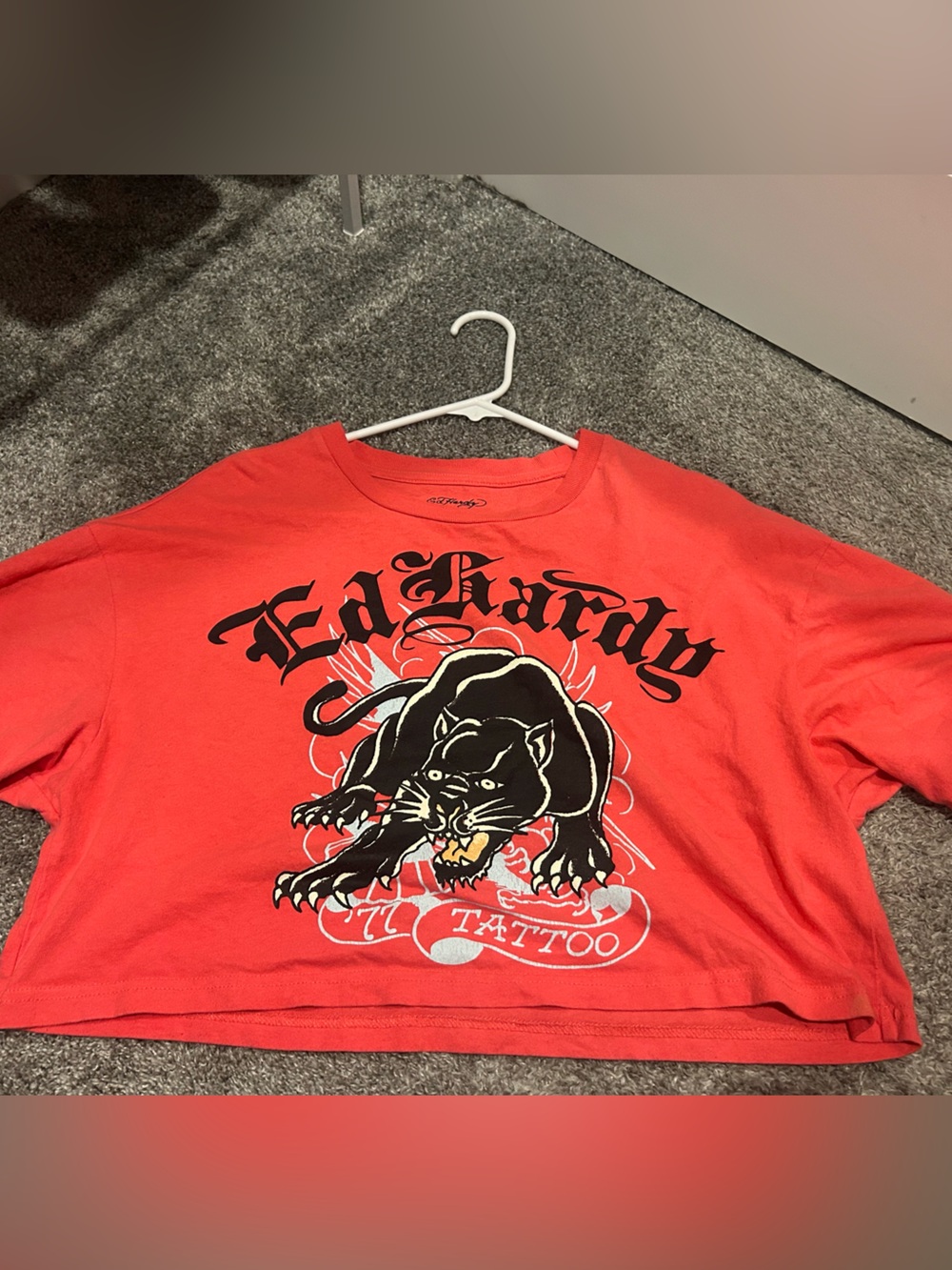 Two pack- Ed Hardy crop pink & white graphic tee